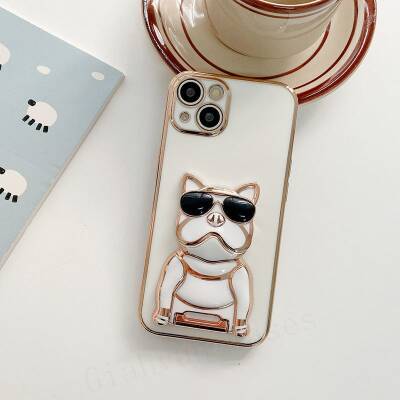 Eiroo iPhone 11 Pro Bulldog Standlı Beyaz Silikon Kılıf - 7