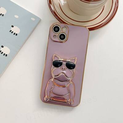 Eiroo iPhone 11 Pro Bulldog Standlı Mor Silikon Kılıf - 7