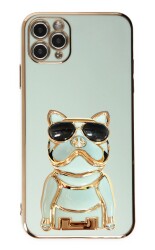 Eiroo iPhone 11 Pro Bulldog Standlı Yeşil Silikon Kılıf - 1