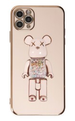 Eiroo iPhone 11 Pro Candy Bear Standlı Pembe Silikon Kılıf - 1