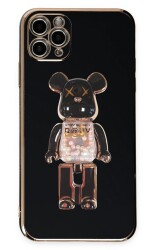 Eiroo iPhone 11 Pro Candy Bear Standlı Siyah Silikon Kılıf - 1