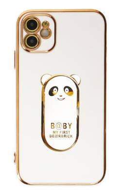 Eiroo iPhone 12 Baby Panda Standlı Beyaz Silikon Kılıf - 1