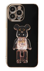 Eiroo iPhone 12 Pro Candy Bear Standlı Siyah Silikon Kılıf - 1