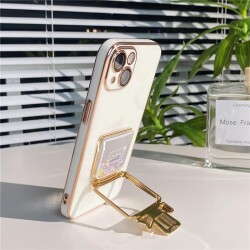 Eiroo iPhone 12 Pro Max Taşlı Parfüm Standlı Mor Silikon Kılıf - 6