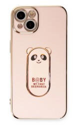 Eiroo iPhone 13 Baby Panda Standlı Pembe Silikon Kılıf - 1