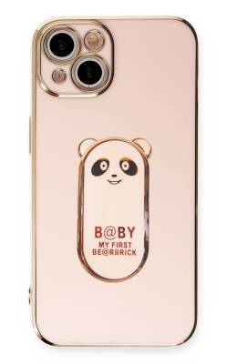 Eiroo iPhone 13 Baby Panda Standlı Pembe Silikon Kılıf - 1