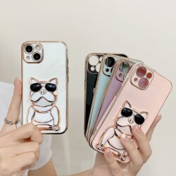 Eiroo iPhone 13 Bulldog Standlı Beyaz Silikon Kılıf - 6