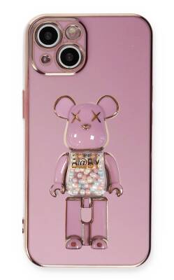 Eiroo iPhone 13 Candy Bear Standlı Mor Silikon Kılıf - 1