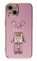 Eiroo iPhone 13 Candy Bear Standlı Mor Silikon Kılıf - 2