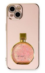Eiroo iPhone 13 Parfüm Şişesi Standlı Pembe Silikon Kılıf - 1