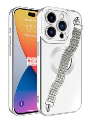 Eiroo iPhone 15 Pro Max Su Yolu Zincirli Silver Silikon Kılıf - 1