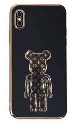 Eiroo iPhone X / XS Bearbrick Standlı Siyah Silikon Kılıf - 1