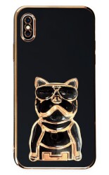 Eiroo iPhone X / XS Bulldog Standlı Siyah Silikon Kılıf - 1