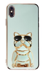 Eiroo iPhone X / XS Bulldog Standlı Yeşil Silikon Kılıf - 1