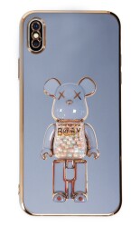 Eiroo iPhone X / XS Candy Bear Standlı Mavi Silikon Kılıf - 1