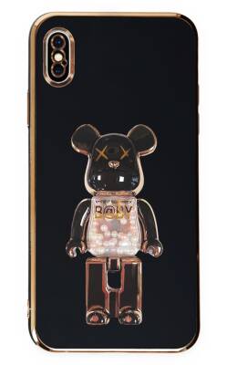 Eiroo iPhone X / XS Candy Bear Standlı Siyah Silikon Kılıf - 1