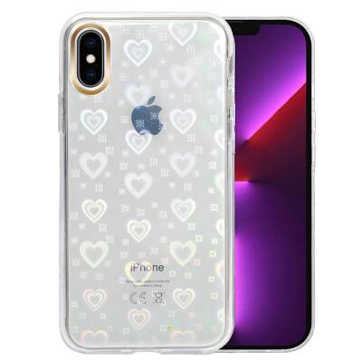 Eiroo iPhone X / XS Hologram Kalpli Silikon Kenarlı Şeffaf Rubber Kılıf - 1