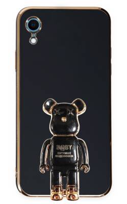 Eiroo iPhone XR Baby Bear Standlı Siyah Silikon Kılıf - 1