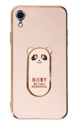 Eiroo iPhone XR Baby Panda Standlı Pembe Silikon Kılıf - 1