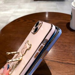 Eiroo iPhone XS Max Bearbrick Standlı Pembe Silikon Kılıf - 3