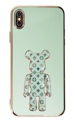 Eiroo iPhone XS Max Bearbrick Standlı Yeşil Silikon Kılıf - 1