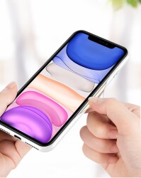 Eiroo iPhone XS Max Silikon Kenarlı Turuncu Cam Kılıf - 5