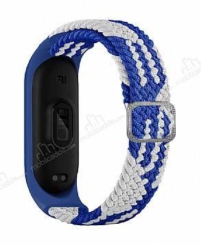 Eiroo KRD-49 Xiaomi Mi Band 3 Mavi-Beyaz Örgü Kordon - 1