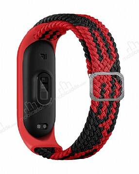 Eiroo KRD-49 Xiaomi Mi Band 4 Siyah-Kırmızı Örgü Kordon - 1