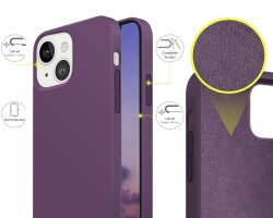 Eiroo Lansman iPhone 13 Koyu Mor Silikon Kılıf - 2