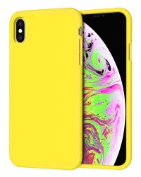 Eiroo Lansman iPhone XS Max Açık Sarı Silikon Kılıf - 1