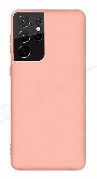 Eiroo Lansman Samsung Galaxy S21 Ultra Pembe Silikon Kılıf - 1