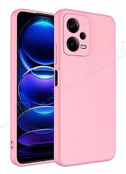 Eiroo Lansman Xiaomi Redmi Note 12 5G Kamera Korumalı Pembe Silikon Kılıf - 1