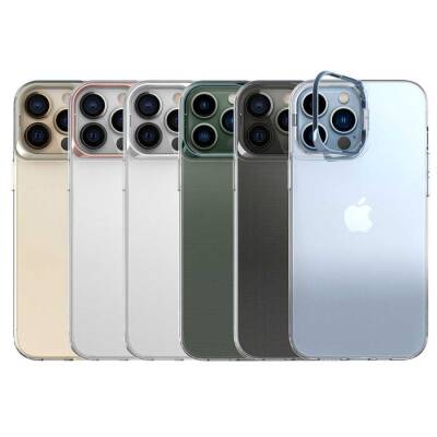 Eiroo Lens Stand iPhone 14 Pro Max Rose Gold Kamera Şeffaf Silikon Kılıf - 10