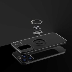 Eiroo Liquid Ring iPhone 13 Pro Max Standlı Kırmızı-Siyah Silikon Kılıf - 5