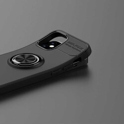 Eiroo Liquid Ring iPhone 13 Pro Standlı Mavi-Siyah Silikon Kılıf - 4