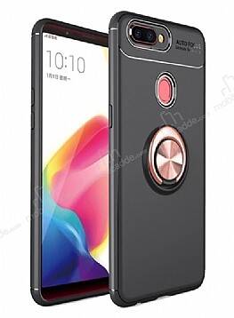 Eiroo Liquid Ring Oppo AX7 / Oppo A5s Standlı Siyah-Rose Gold Silikon Kılıf - 1