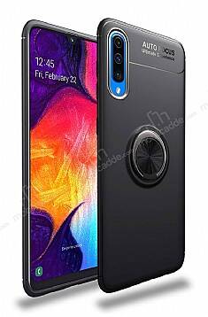 Eiroo Liquid Ring Samsung Galaxy A20S Standlı Siyah Silikon Kılıf - 1