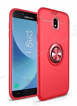 Eiroo Liquid Ring Samsung Galaxy J7 Pro 2017 Standlı Kırmızı Silikon Kılıf - 1