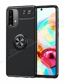 Eiroo Liquid Ring Xiaomi Redmi 9T Standlı Siyah Silikon Kılıf - 1