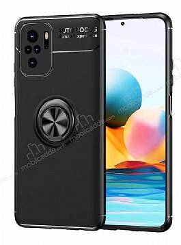 Eiroo Liquid Ring Xiaomi Redmi Note 10S Standlı Siyah Silikon Kılıf - 1