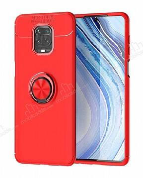 Eiroo Liquid Ring Xiaomi Redmi Note 9S Standlı Kırmızı Silikon Kılıf - 1