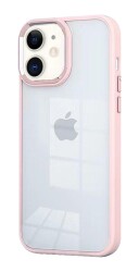 Eiroo Luxe iPhone 11 Pembe Silikon Kenarlı Rubber Kılıf - 1