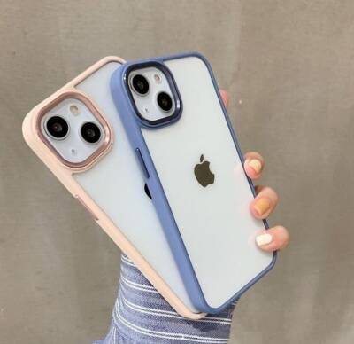 Eiroo Luxe iPhone 11 Pembe Silikon Kenarlı Rubber Kılıf - 4