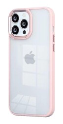 Eiroo Luxe iPhone 12 Pro Pembe Silikon Kenarlı Rubber Kılıf - 1