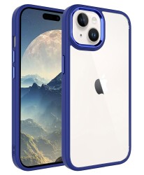 Eiroo Luxe iPhone 15 Plus Silikon Kenarlı Rubber Kılıf - 15