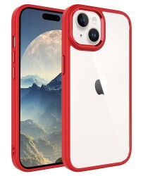 Eiroo Luxe iPhone 15 Silikon Kenarlı Kırmızı Rubber Kılıf - 1