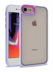 Eiroo Luxe iPhone 7 / 8 Silikon Kenarlı Mor Rubber Kılıf - 1