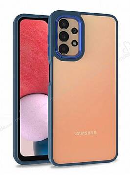 Eiroo Luxe Samsung Galaxy A13 Lacivert Silikon Kenarlı Rubber Kılıf - 1