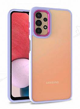 Eiroo Luxe Samsung Galaxy A13 Lila Silikon Kenarlı Rubber Kılıf - 1