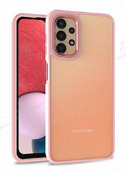 Eiroo Luxe Samsung Galaxy A13 Pembe Silikon Kenarlı Rubber Kılıf - 1